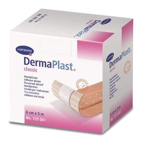 Пластырь DermaPlast classic, гипоаллергенный, текстильный телесный рулон 5 м х 6 см в Максавит