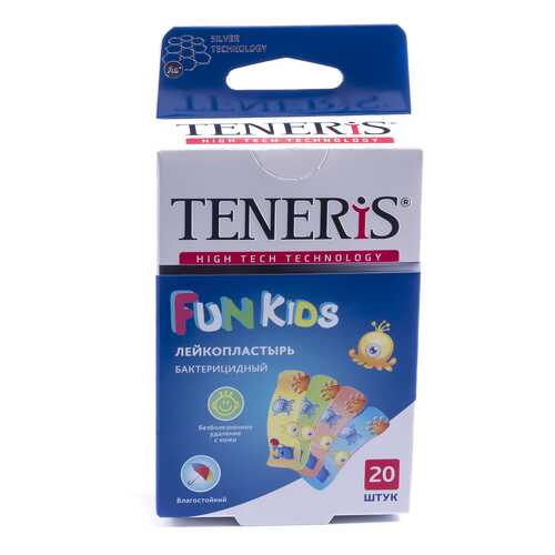 Пластырь Teneris Fun Kids бактерицидный на полимерной основе с рисунками 20 шт. в Максавит