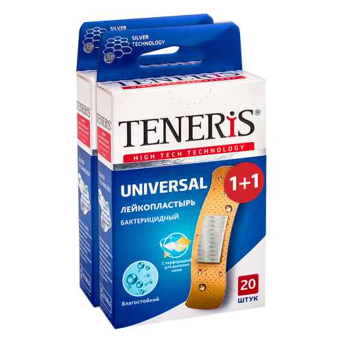 Пластыри TENERIS UNIVERSAL бактерицидные с ионами серебра 20+20 шт. в Максавит