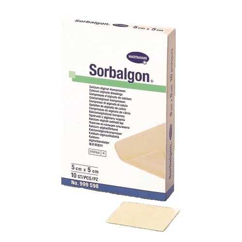 Повязка Sorbalgon из кальция-альгината для экссудирующих и кровоточащих ран 5х5 см 10 шт. в Максавит