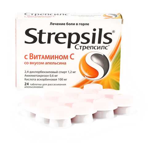 Стрепсилс с Витамином C таблетки для рассасывания апельсин 24 шт. Reckitt Benckiser в Максавит