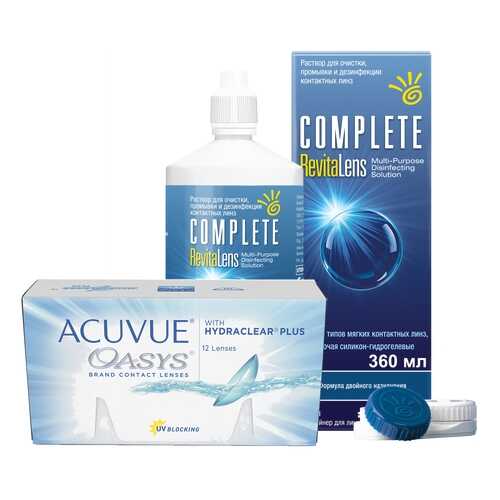 Контактные линзы Acuvue Oasys 12 линз R 8.4 -2.25 + Раствор Complete RevitaLens 360 мл в Максавит