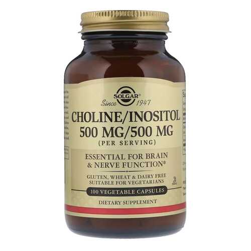 Холин, инозитол Solgar Choline / Inositol 100 капс. без вкуса в Максавит