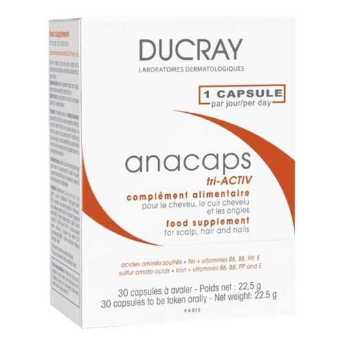 Для волос и кожи головы Ducray Аnacaps Tri-Activ Food Supplement 30 капсул в Максавит